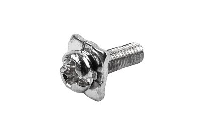 [E] น็อตยึดสายไฟ สแตนเลสชุบนิกเกิ้ล M3x10 mm พร้อมแหวนทรงสี่เหลี่ยม ขนาด 7x7 mm